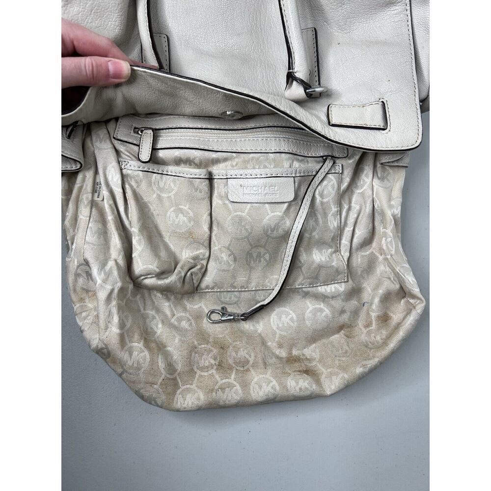 Michael Kors Hamilton Lock Cream Leather Large Satchel Shoulder Bag - Picture 10 of 11